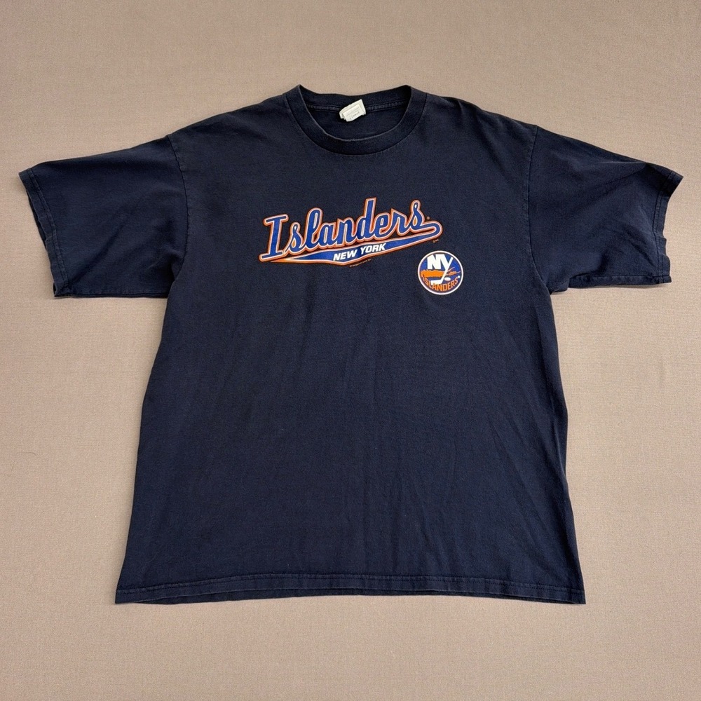 Vintage Lee Sport New York Islanders NHL T-Shirt Mens XL Navy Blue Hockey Tee‎